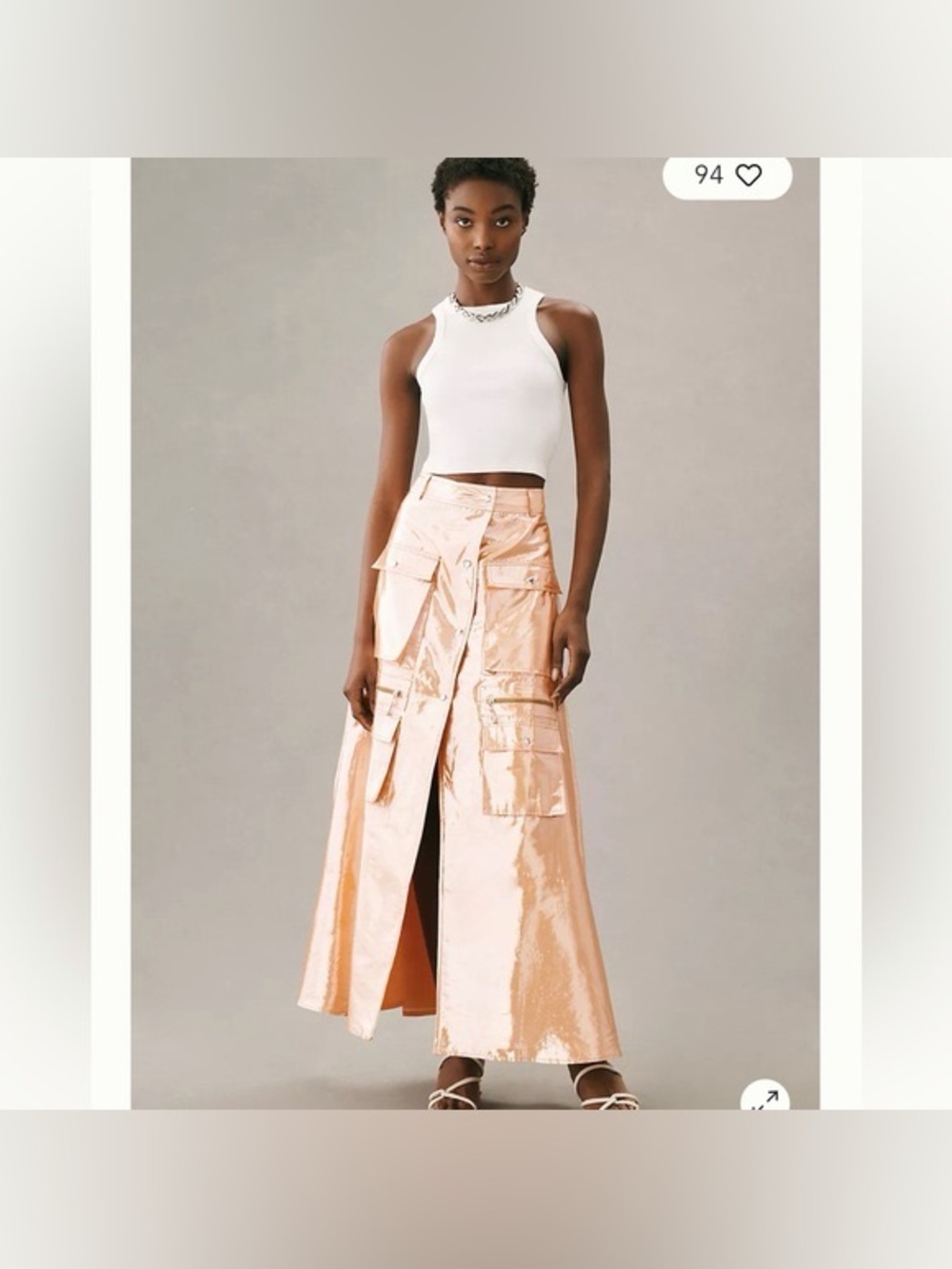 Anthropologie let me be Metallic cargo maxi Skirt size S perfect condition